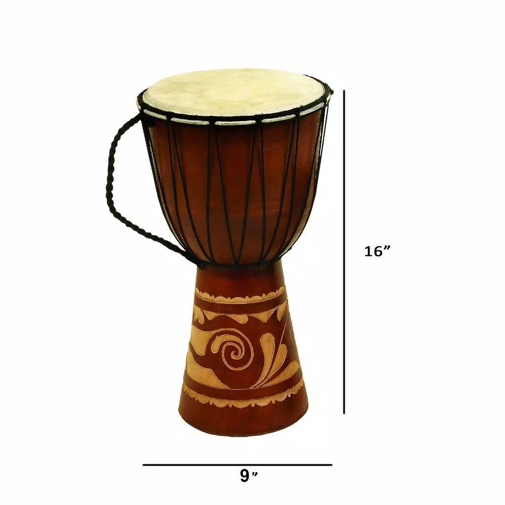 Sculptures Benzara Toca Wood And Leather Brown Djembe Drum 6 Sculptures Benzara Toca Wood And Leather Brown Djembe Drum - Image 4