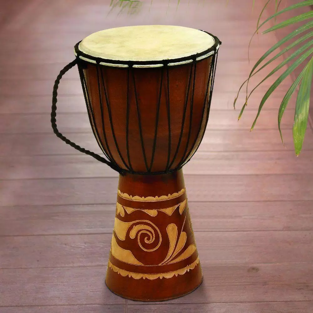 Sculptures Benzara Toca Wood And Leather Brown Djembe Drum 7 Sculptures Benzara Toca Wood And Leather Brown Djembe Drum - Image 5