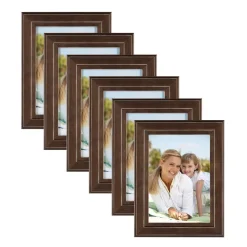 Picture Frames DesignOvation Kieva 5 In. X 7 In. Brown Picture Frame (Set Of 6)