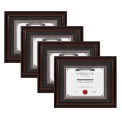 Picture Frames DesignOvation Watson 11×14 Matted To 8.5×11 Brown Picture Frame Set Of 4