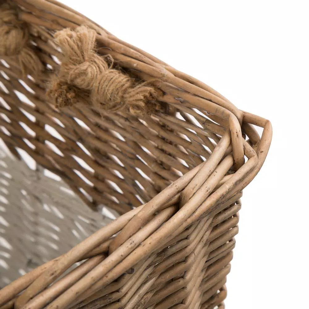 Storage Baskets Glitzhome Natural/White Square Wicker Baskets (Set Of 3) 6 Storage Baskets Glitzhome Natural/White Square Wicker Baskets (Set Of 3) - Image 4