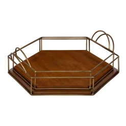 Decorative Trays Kate And Laurel Westland 16 In. X 5 In. X 17 In. Brown/Gold Decorative Wall Shelf
