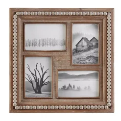 Picture Frames Home Decorators Collection 4″ X 6″ Natural Beaded Wood 4-Opening Picture Frame