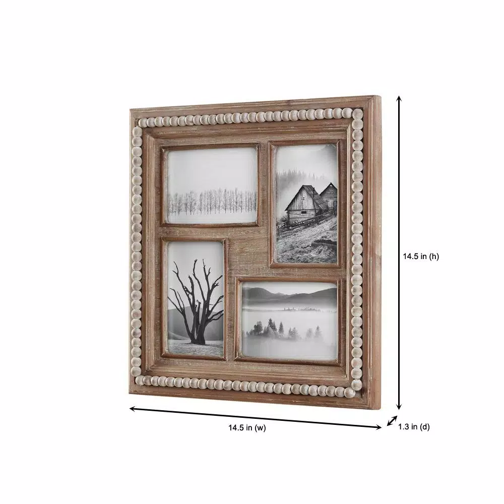 Picture Frames Home Decorators Collection 4″ X 6″ Natural Beaded Wood 4-Opening Picture Frame 4 Picture Frames Home Decorators Collection 4″ X 6″ Natural Beaded Wood 4-Opening Picture Frame - Image 2
