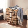 Storage Baskets Home Decorators Collection Square Natural Bamboo And Leather Decorative Basket With Leather Handles -Brita shop brown home decorators collection storage baskets p182119 17lxx 64 1000