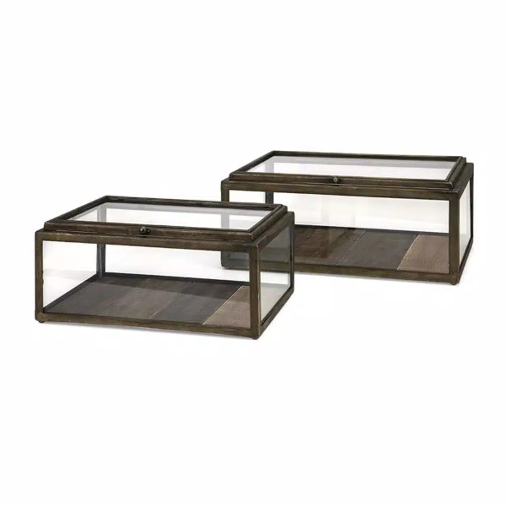 Storage Baskets IMAX Winthorp Glass And Wood Boxes (Set Of 2) 3 Storage Baskets IMAX Winthorp Glass And Wood Boxes (Set Of 2)
