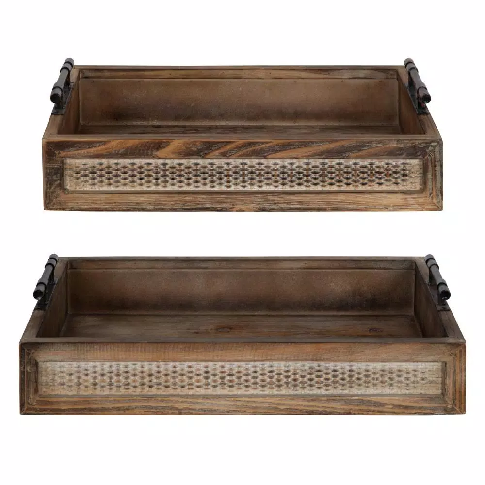 Decorative Trays Kate And Laurel Bayport Brown Decorative Tray (Set Of 2) 5 Decorative Trays Kate And Laurel Bayport Brown Decorative Tray (Set Of 2) - Image 3