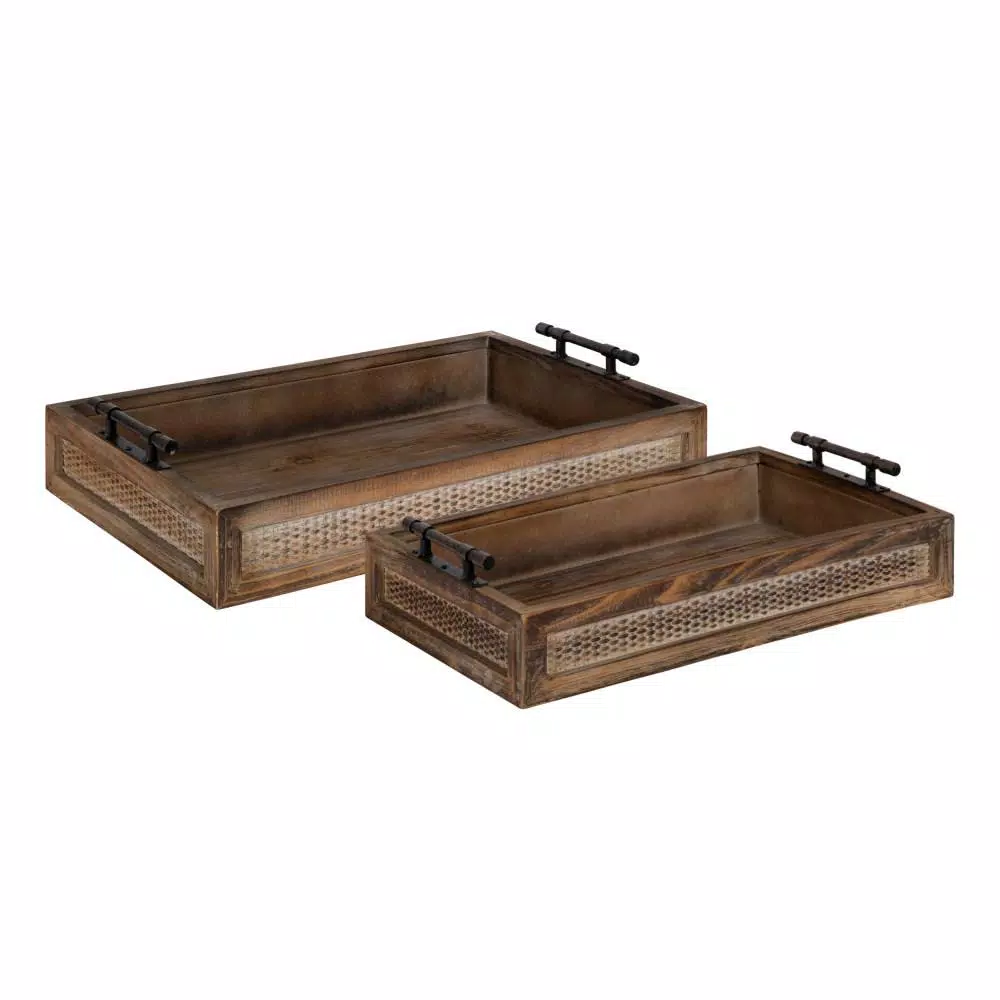 Decorative Trays Kate And Laurel Bayport Brown Decorative Tray (Set Of 2) 3 Decorative Trays Kate And Laurel Bayport Brown Decorative Tray (Set Of 2)