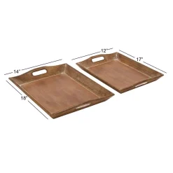Decorative Trays LITTON LANE Distressed Brown Decorative Wooden Trays (Set Of 2) 18 Decorative Trays LITTON LANE Distressed Brown Decorative Wooden Trays (Set Of 2) -Brita shop brown litton lane decorative trays 14422 76 1000