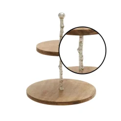 Decorative Trays LITTON LANE 2-Tiered Traditional Round Brown Wooden Tray -Brita shop brown litton lane decorative trays 14666 4f 1000