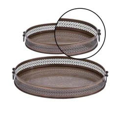 Decorative Trays LITTON LANE New Traditional Metallic Latticed Iron Trays (Set Of 2) 7 Decorative Trays LITTON LANE New Traditional Metallic Latticed Iron Trays (Set Of 2) -Brita shop brown litton lane decorative trays 30895 4f 1000