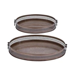 Decorative Trays LITTON LANE New Traditional Metallic Latticed Iron Trays (Set Of 2) 6 Decorative Trays LITTON LANE New Traditional Metallic Latticed Iron Trays (Set Of 2) -Brita shop brown litton lane decorative trays 30895 c3 1000
