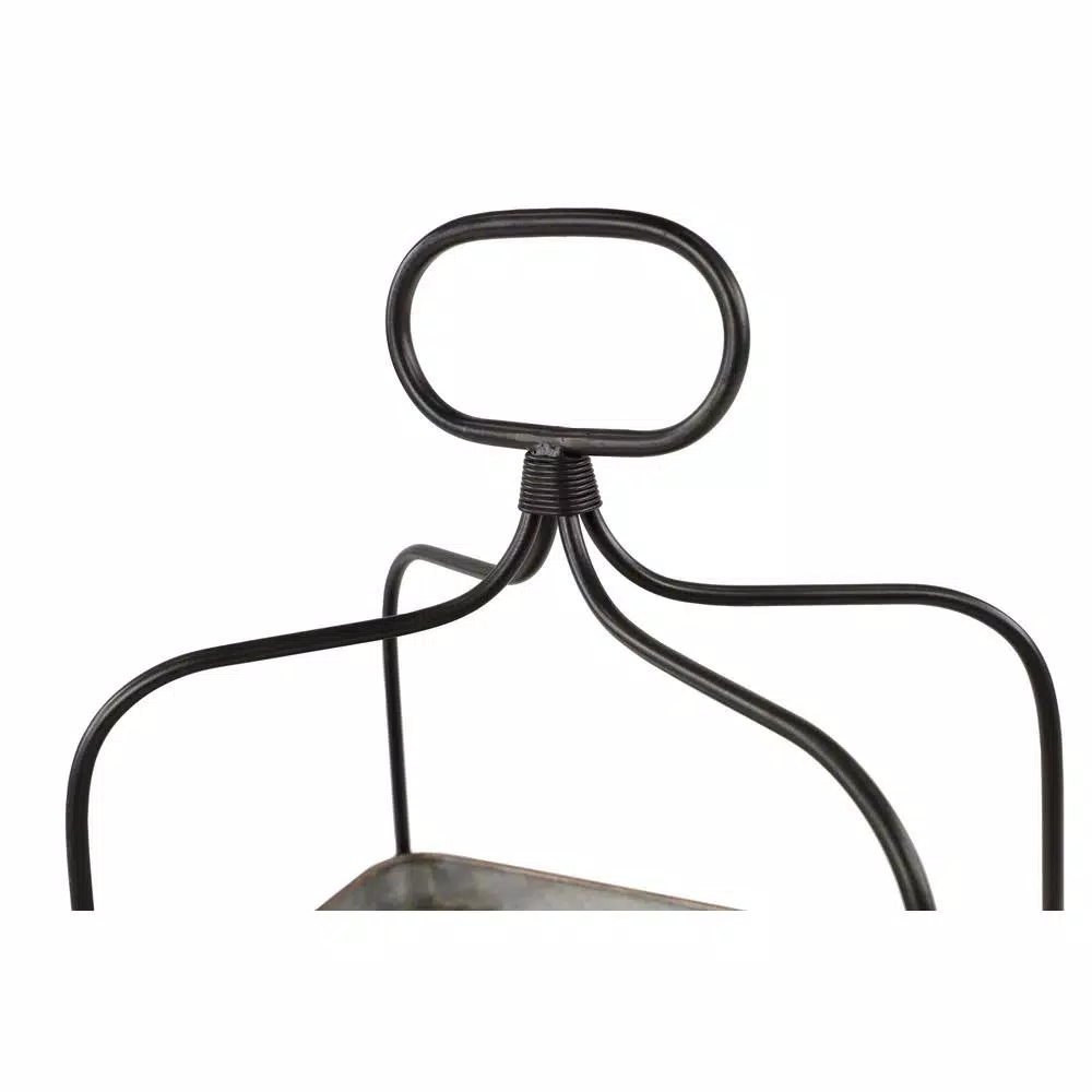 Decorative Trays LITTON LANE Large Black And Silver 2-Tier Rectangular Metal 2-Tiered Tray With Handle 5 Decorative Trays LITTON LANE Large Black And Silver 2-Tier Rectangular Metal 2-Tiered Tray With Handle - Image 3