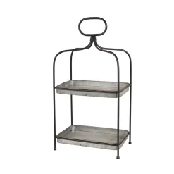 Decorative Trays LITTON LANE Large Black And Silver 2-Tier Rectangular Metal 2-Tiered Tray With Handle 8 Decorative Trays LITTON LANE Large Black And Silver 2-Tier Rectangular Metal 2-Tiered Tray With Handle -Brita shop brown litton lane decorative trays 42988 c3 1000