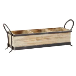 Decorative Trays LITTON LANE Rustic 3-Compartment Brown Decorative Tray -Brita shop brown litton lane decorative trays 54419 1f 1000