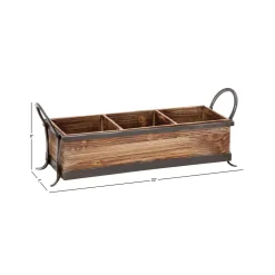 Decorative Trays LITTON LANE Rustic 3-Compartment Brown Decorative Tray -Brita shop brown litton lane decorative trays 54419 44 1000