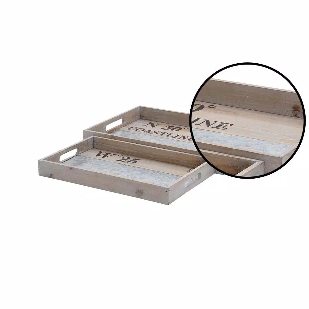 Decorative Trays LITTON LANE Natural Brown Decorative Rectangular Trays With Oval Cutout Handles (Set Of 2) 5 Decorative Trays LITTON LANE Natural Brown Decorative Rectangular Trays With Oval Cutout Handles (Set Of 2) - Image 3