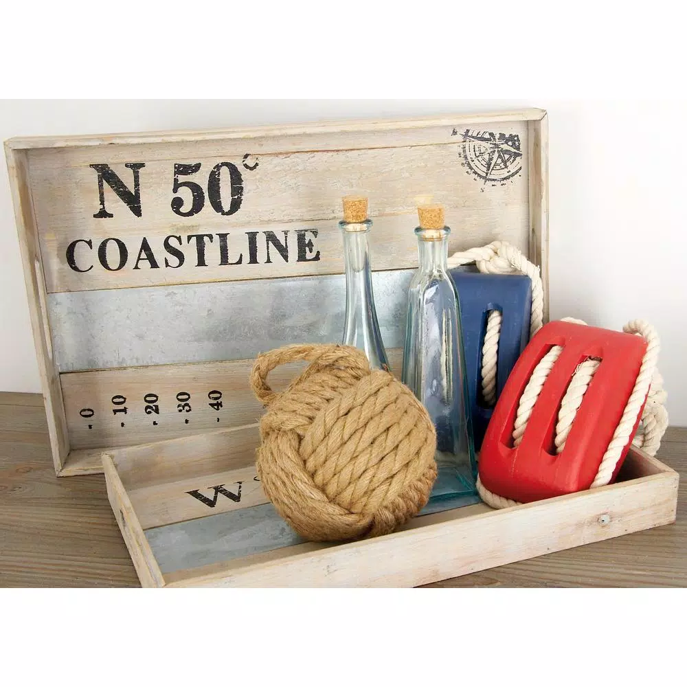 Decorative Trays LITTON LANE Natural Brown Decorative Rectangular Trays With Oval Cutout Handles (Set Of 2) 3 Decorative Trays LITTON LANE Natural Brown Decorative Rectangular Trays With Oval Cutout Handles (Set Of 2)