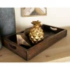 Decorative Trays LITTON LANE Farmhouse Mahogany-Finished Decorative Slat Trays (Set Of 3) -Brita shop brown litton lane decorative trays 96063 64 1000
