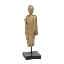 Sculptures LITTON LANE Tall Hand-Carved Buddha Natural Wood Sculpture Table Decor, 5.5 In. X 18 In. -Brita shop brown litton lane sculptures 28431 40 1000