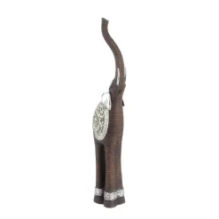 Sculptures LITTON LANE 38 In. Elephant Decorative Sculpture With Raised Trunk In Brown And Silver -Brita shop brown litton lane sculptures 35154 e1 1000