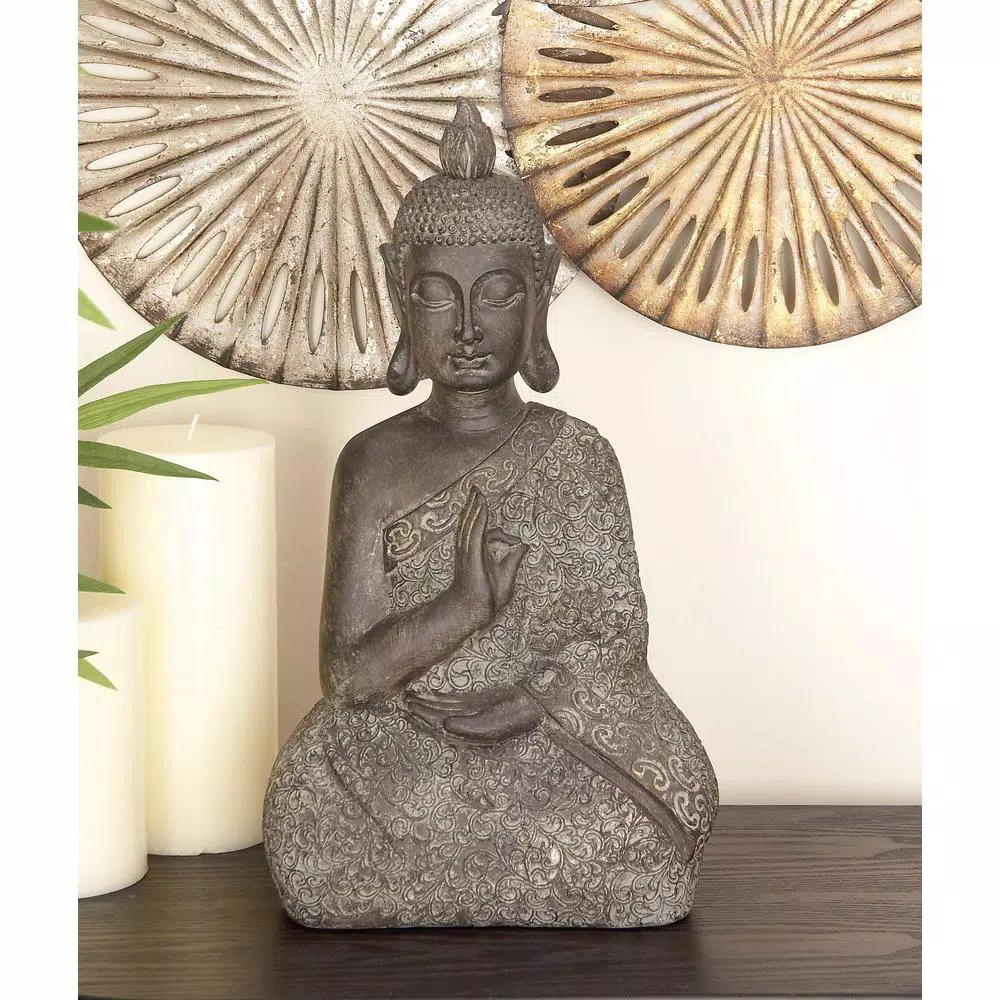 Sculptures LITTON LANE 17 In. X 9 In. Decorative Buddha Sculpture In Colored Polystone 3 Sculptures LITTON LANE 17 In. X 9 In. Decorative Buddha Sculpture In Colored Polystone