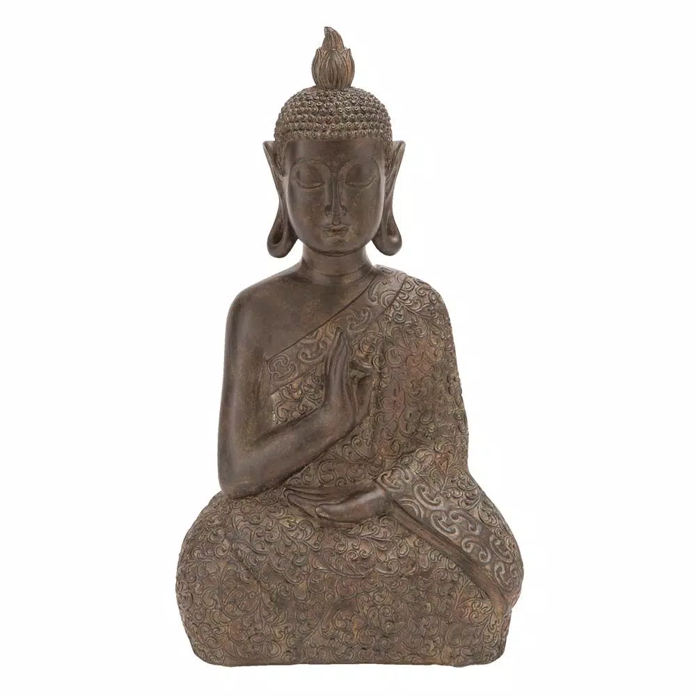 Sculptures LITTON LANE 17 In. X 9 In. Decorative Buddha Sculpture In Colored Polystone 4 Sculptures LITTON LANE 17 In. X 9 In. Decorative Buddha Sculpture In Colored Polystone - Image 2