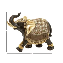 Sculptures LITTON LANE 9 In. X 10 In. Parade Elephant Decorative Figurine In Colored Polystone -Brita shop brown litton lane sculptures 69476 c3 1000