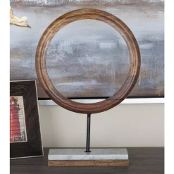 Sculptures LITTON LANE 17 In. X 11 In. Modern Ring Centerpiece Sculpture In Stained Brown