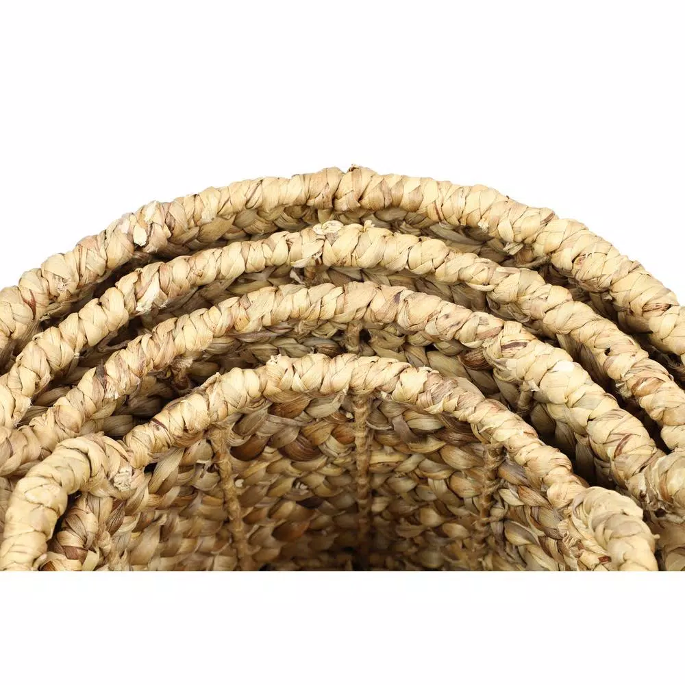 Storage Baskets LITTON LANE Round Water Hyacinth And Metal Storage Wicker Baskets (Set Of 4) 7 Storage Baskets LITTON LANE Round Water Hyacinth And Metal Storage Wicker Baskets (Set Of 4) - Image 5