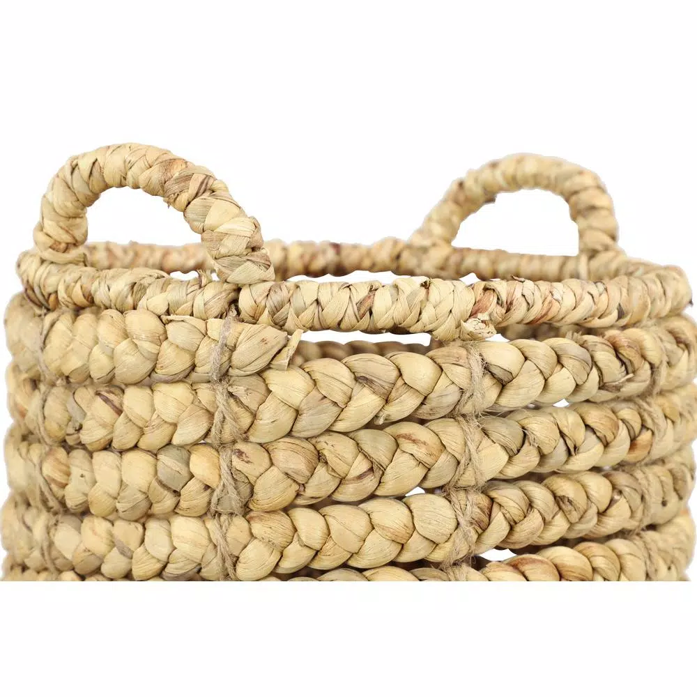 Storage Baskets LITTON LANE Round Water Hyacinth And Metal Storage Wicker Baskets (Set Of 4) 6 Storage Baskets LITTON LANE Round Water Hyacinth And Metal Storage Wicker Baskets (Set Of 4) - Image 4