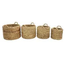 Storage Baskets LITTON LANE Round Water Hyacinth And Metal Storage Wicker Baskets (Set Of 4) 12 Storage Baskets LITTON LANE Round Water Hyacinth And Metal Storage Wicker Baskets (Set Of 4) -Brita shop brown litton lane storage baskets 99899 c3 1000