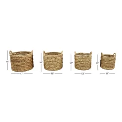Storage Baskets LITTON LANE Round Water Hyacinth And Metal Storage Wicker Baskets (Set Of 4) 16 Storage Baskets LITTON LANE Round Water Hyacinth And Metal Storage Wicker Baskets (Set Of 4) -Brita shop brown litton lane storage baskets 99899 fa 1000