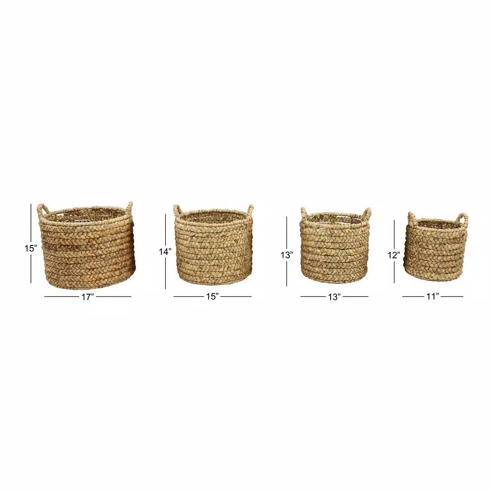 Storage Baskets LITTON LANE Round Water Hyacinth And Metal Storage Wicker Baskets (Set Of 4) 9 Storage Baskets LITTON LANE Round Water Hyacinth And Metal Storage Wicker Baskets (Set Of 4) - Image 7