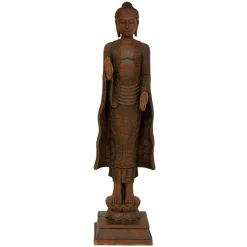 Sculptures Oriental Furniture Oriental Furniture 21 In. Standing Semui-in Rust Patina Buddha Decorative Statue
