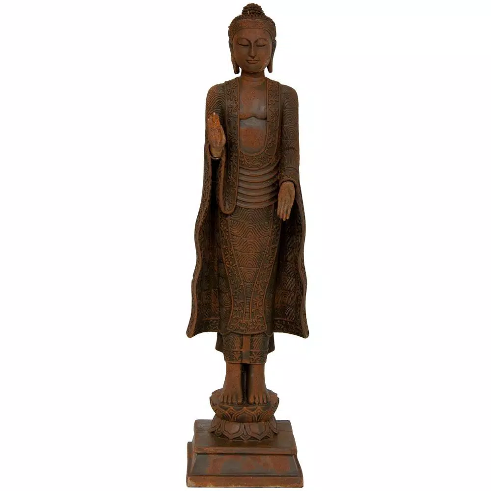 Sculptures Oriental Furniture Oriental Furniture 21 In. Standing Semui-in Rust Patina Buddha Decorative Statue 3 Sculptures Oriental Furniture Oriental Furniture 21 In. Standing Semui-in Rust Patina Buddha Decorative Statue
