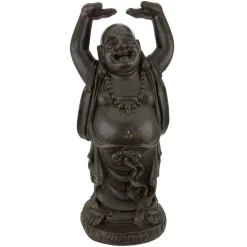 Sculptures Oriental Furniture Oriental Furniture 3 Ft. Tall Standing Laughing Buddha Decorative Statue