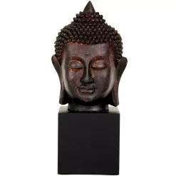 Sculptures Oriental Furniture Oriental Furniture 10 In. Thai Buddha Head Decorative Statue