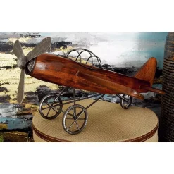 Sculptures LITTON LANE Vintage Plane Wood And Metal Decor -Brita shop brown sculptures 92651 31 1000
