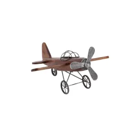 Sculptures LITTON LANE Vintage Plane Wood And Metal Decor -Brita shop brown sculptures 92651 c3 1000