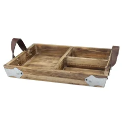 Decorative Trays Stonebriar Collection Brown Wood Tray With Leather Handles -Brita shop brown stonebriar collection decorative trays sb 6027a 4f 1000