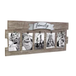 Picture Frames Stonebriar Collection Rustic Wood Collage Picture Frame With Clips And Metal Detail -Brita shop brown stonebriar collection picture frames sb 6163a 4f 1000
