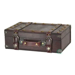 Storage Baskets Vintiquewise 13 W X 4.5 H X 8.5 D Wood Antique Style Small Suitcase -Brita shop brown tan vintiquewise storage baskets qi003067 4f 1000