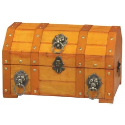 Storage Baskets Vintiquewise 12 In. X 8 In. X 7.3 In. Wooden Pirate Treasure Chest With Lion Rings