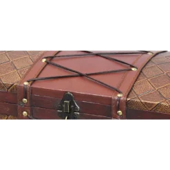 Storage Baskets Vintiquewise 14 In. X 9 In. X 5.5 In Wooden Pirate Treasure Chest/Box With Faux Leather X -Brita shop brown vintiquewise storage baskets qi003033 4f 1000