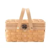 Storage Baskets Vintiquewise Small Woodchip Wooden Picnic Basket With Cover And Folding Handles -Brita shop brown vintiquewise storage baskets qi003505 s 64 1000