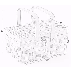 Storage Baskets Vintiquewise Small Woodchip Wooden Picnic Basket With Cover And Folding Handles -Brita shop brown vintiquewise storage baskets qi003505 s fa 1000