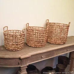 Storage Baskets Zentique Round Handmade Wicker Sparsed Water Hyacinth Large Basket With Handles 11 Storage Baskets Zentique Round Handmade Wicker Sparsed Water Hyacinth Large Basket With Handles -Brita shop brown zentique storage baskets zengn b21 l 31 1000