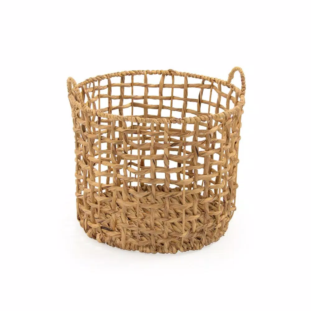 Storage Baskets Zentique Round Handmade Wicker Sparsed Water Hyacinth Large Basket With Handles 3 Storage Baskets Zentique Round Handmade Wicker Sparsed Water Hyacinth Large Basket With Handles