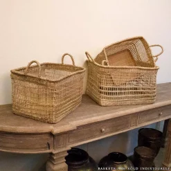 Storage Baskets Zentique Rectangular Handmade Wicker Seagrass Woven Over Medium Baskets With Handles